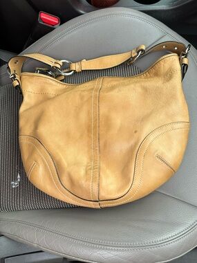 Tan Leather Hobo Shoulder Bag